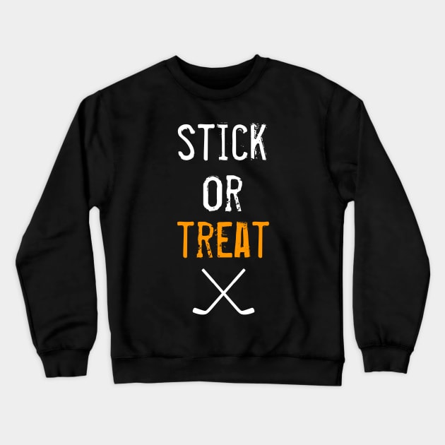 Stick Or Treat - Halloween Hockey Crewneck Sweatshirt by PodDesignShop